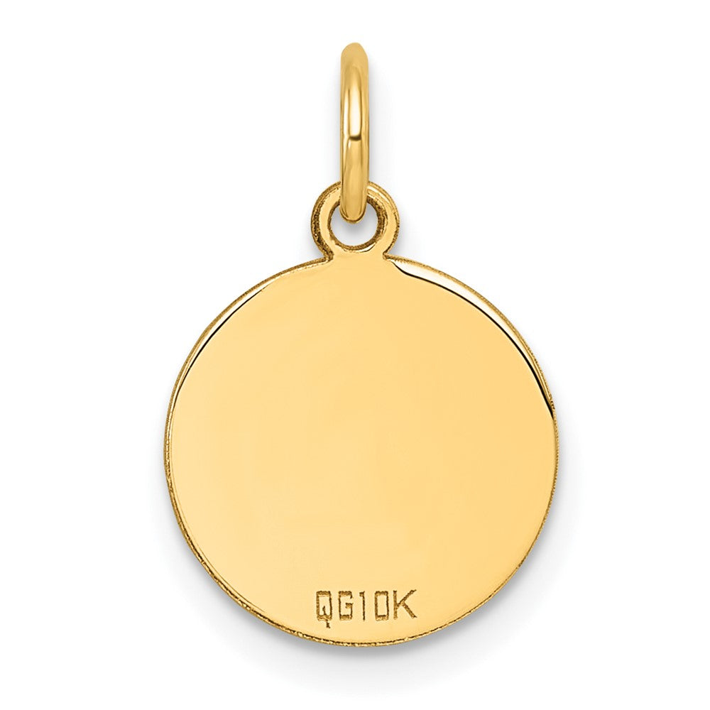 10K / 14K Yellow Gold Plain .013 Gauge Circular Engravable Disc Charm - Product Photo