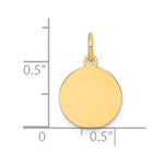 10K / 14K Yellow Gold Plain .013 Gauge Circular Engravable Disc Charm - Product Photo