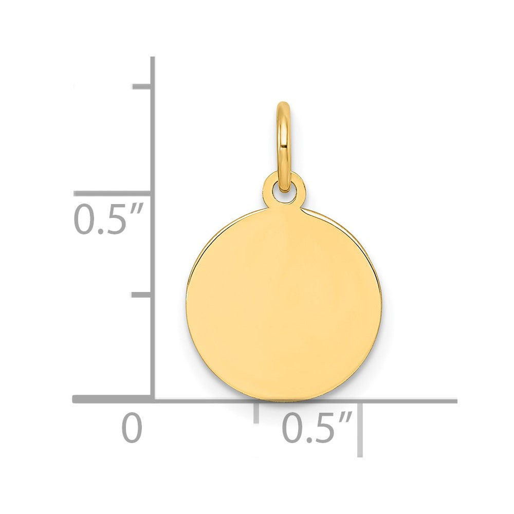 10K / 14K Yellow Gold Plain .013 Gauge Circular Engravable Disc Charm - Product Photo