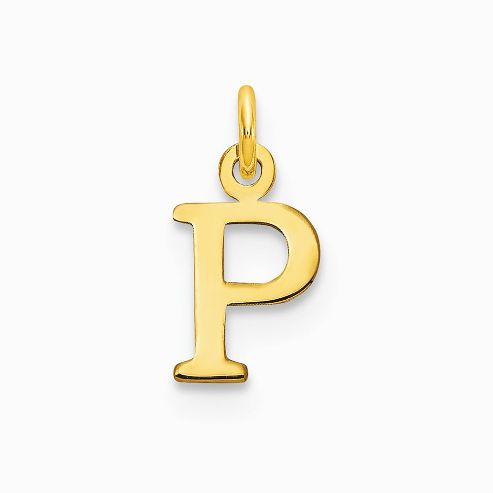 10K / 14K Yellow Gold 10ky Cutout Letter P Initial Charm