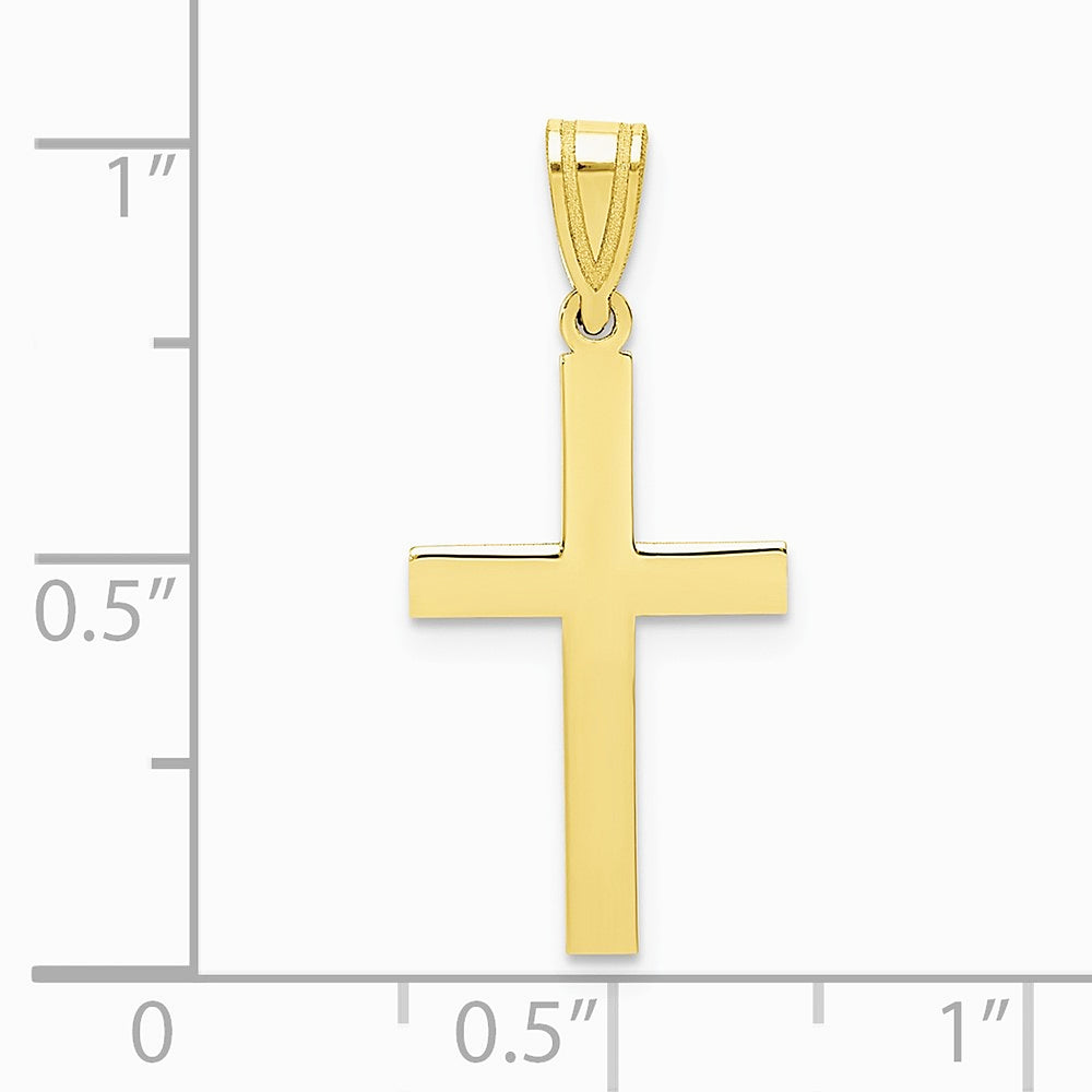 10K / 14K Yellow Gold Sandblasted Cross Pendant - Product Photo