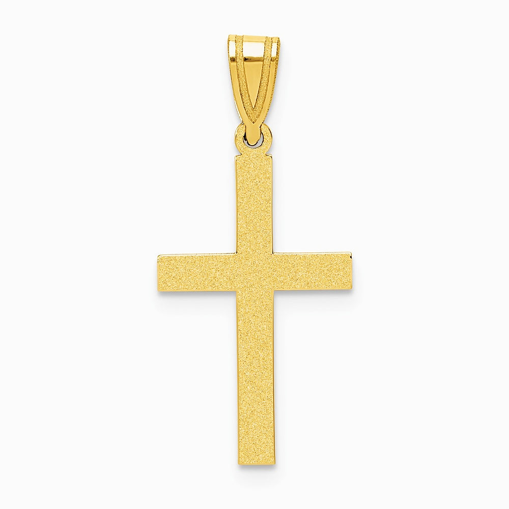 10K / 14K Yellow Gold Sandblasted Cross Pendant - Product Photo