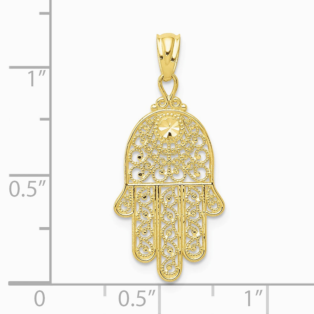 10K / 14K Yellow Gold Hand of God Pendant - Product Photo