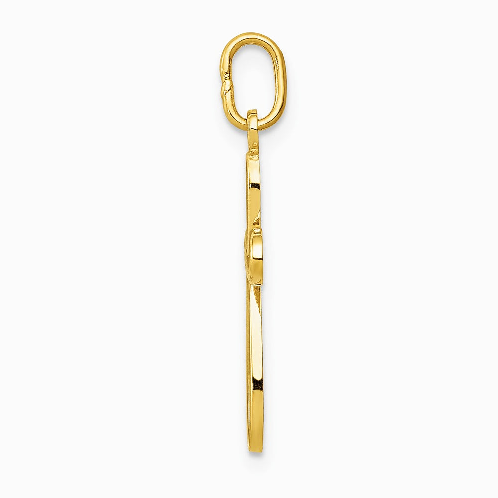 10K / 14K Yellow Gold Polished Cross Pendant - Product Photo