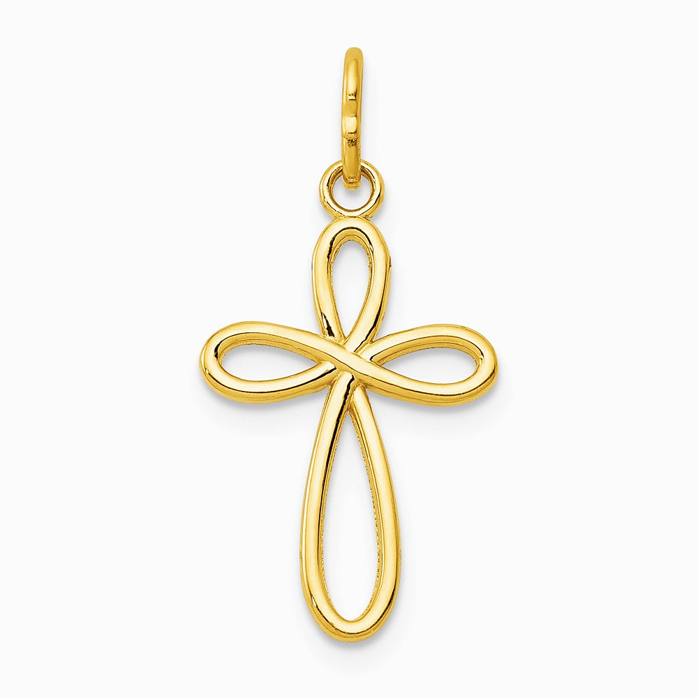 10K / 14K Yellow Gold Polished Cross Pendant - Product Photo