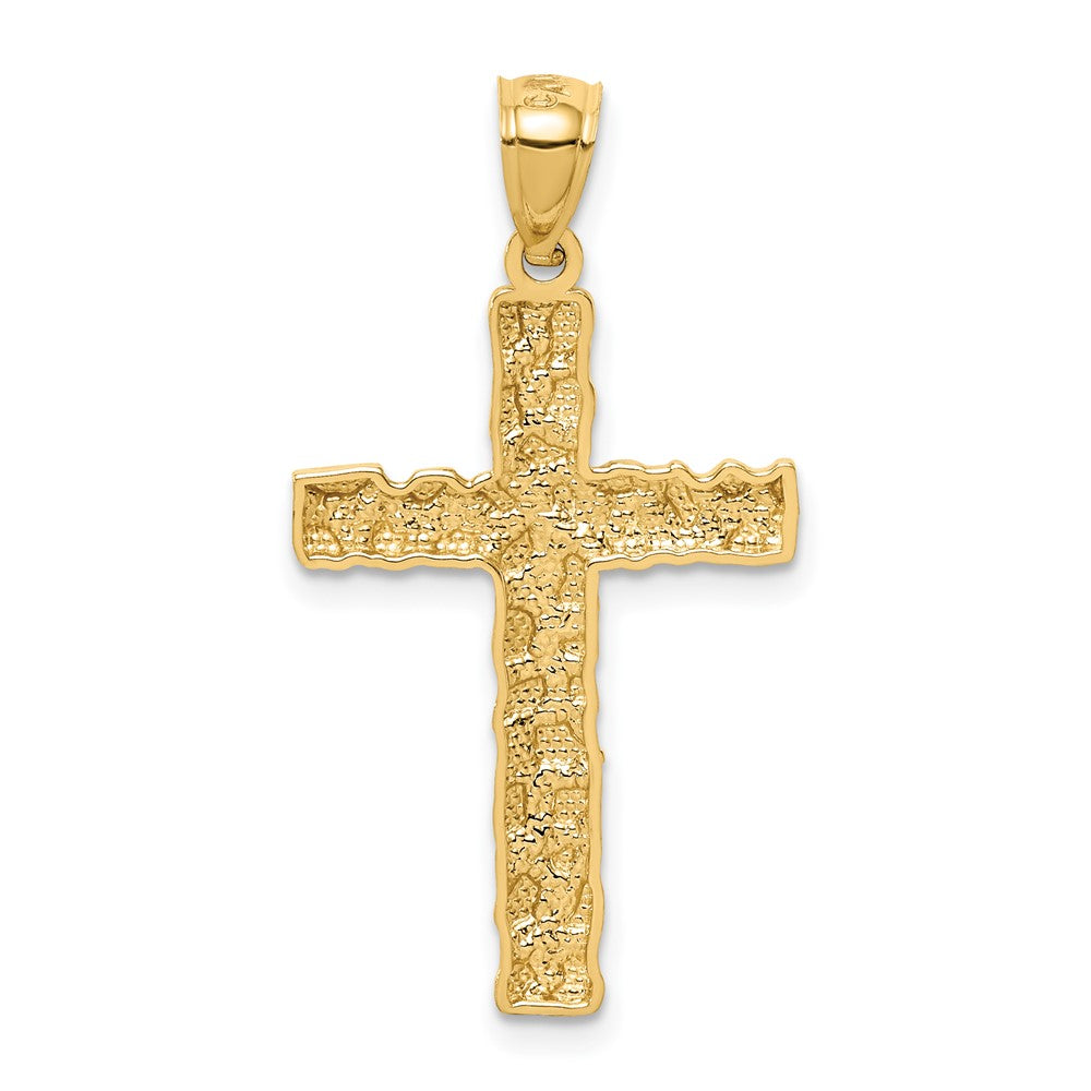 10K / 14K Yellow Gold Nugget Cross Pendant - Product Photo