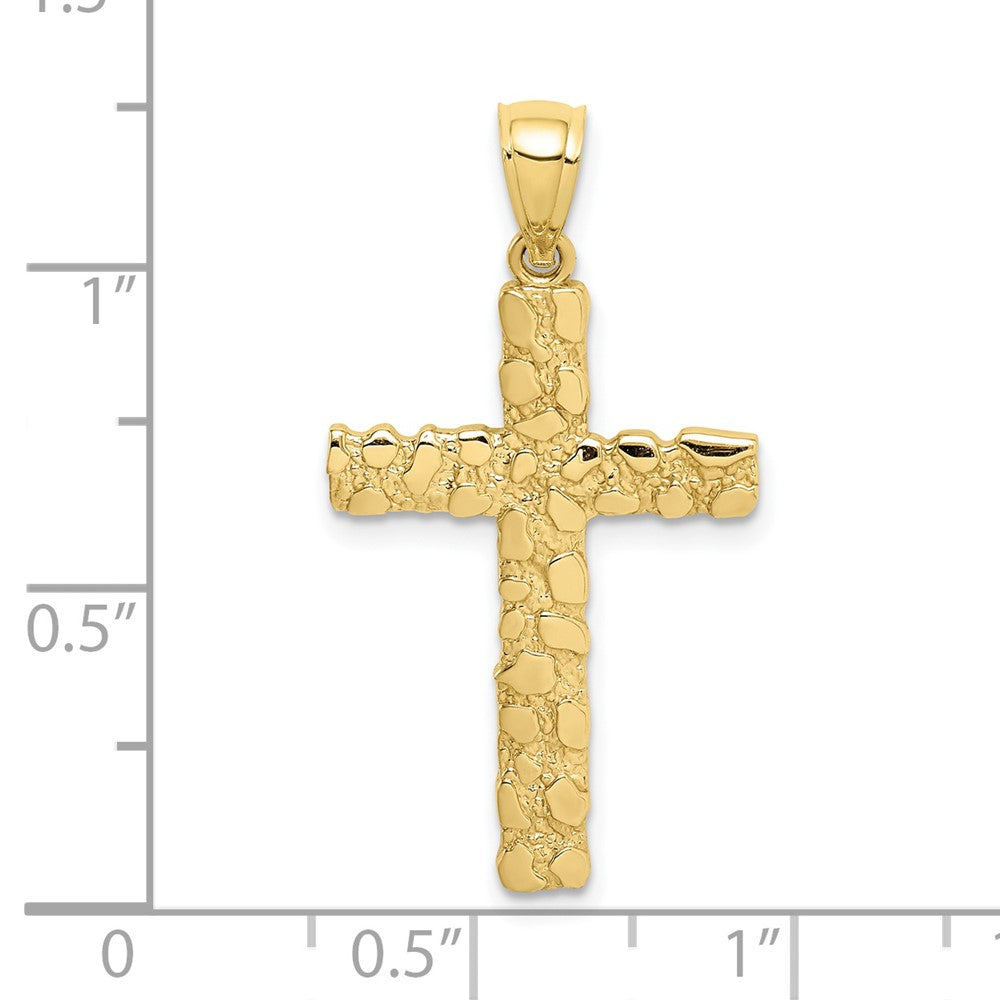 10K / 14K Yellow Gold Nugget Cross Pendant - Product Photo