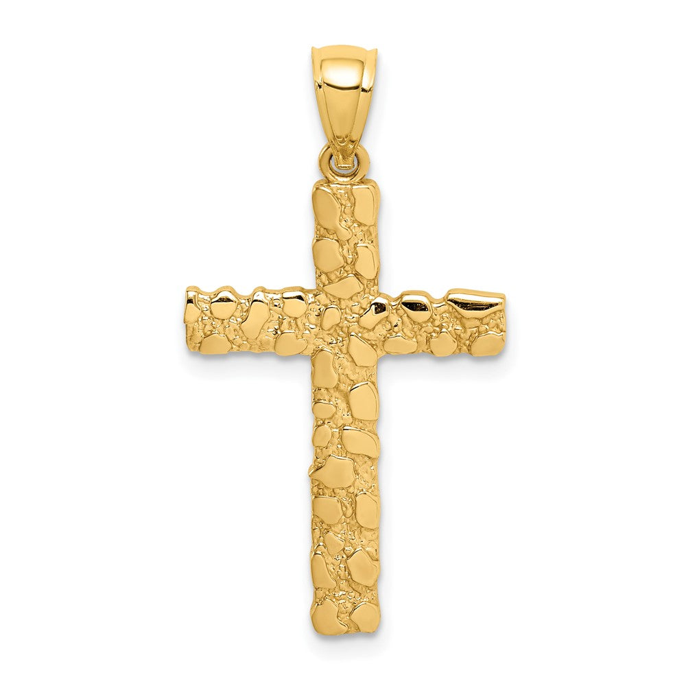10K / 14K Yellow Gold Nugget Cross Pendant
