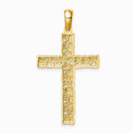 10K / 14K Yellow Gold Nugget Cross Pendant - Product Photo