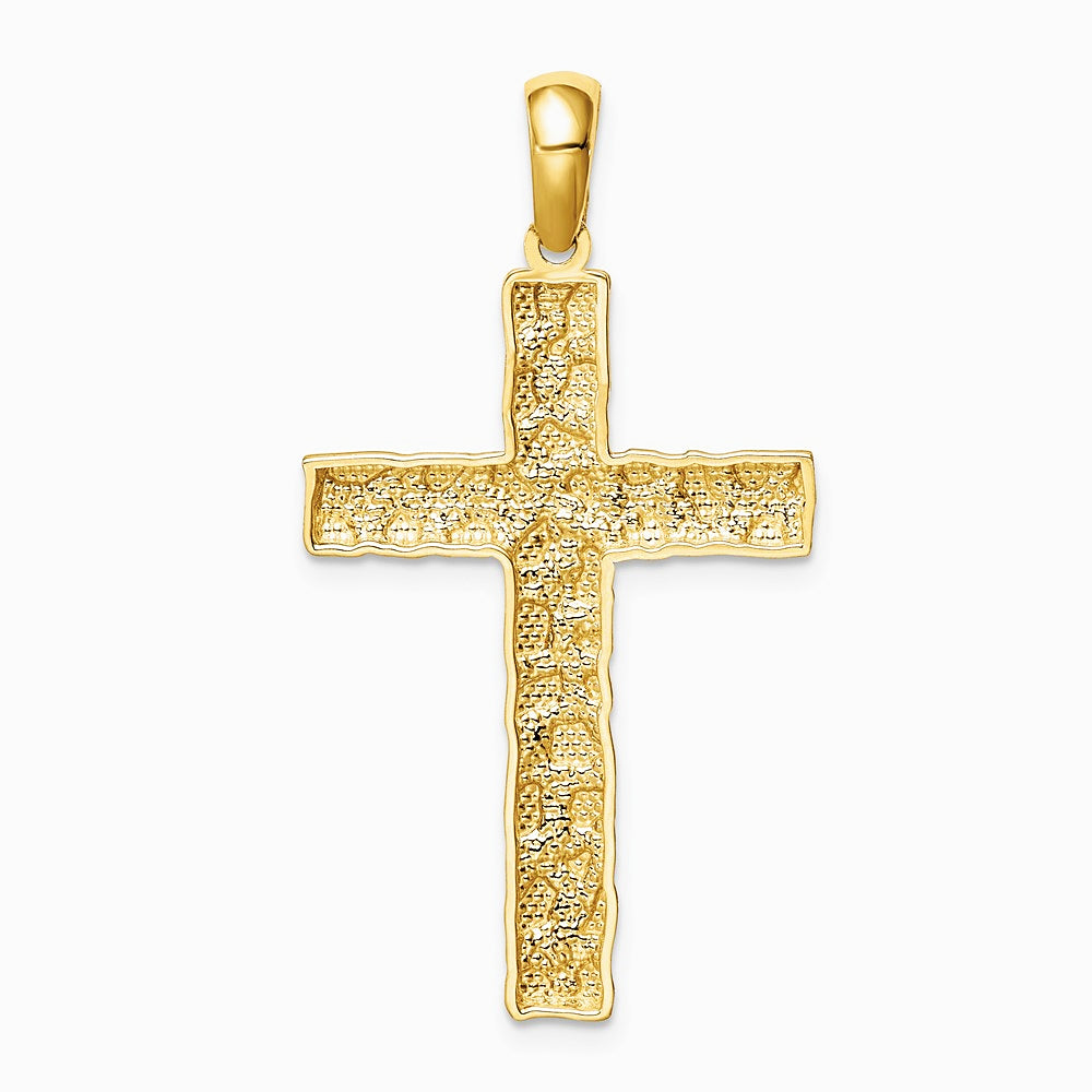 10K / 14K Yellow Gold Nugget Cross Pendant - Product Photo