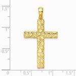 10K / 14K Yellow Gold Nugget Cross Pendant - Product Photo