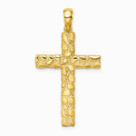 10K / 14K Yellow Gold Nugget Cross Pendant - Product Photo