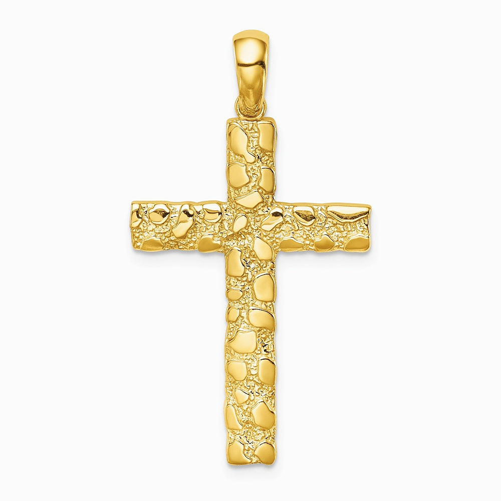 10K / 14K Yellow Gold Nugget Cross Pendant