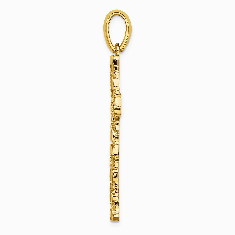 10K / 14K Yellow Gold Nugget Cross Pendant - Product Photo