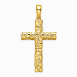 10K / 14K Yellow Gold Nugget Cross Pendant - Product Photo