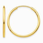 10K Yellow Gold 1.5mm Polished Round Endless Hoop Earrings - Product Photo