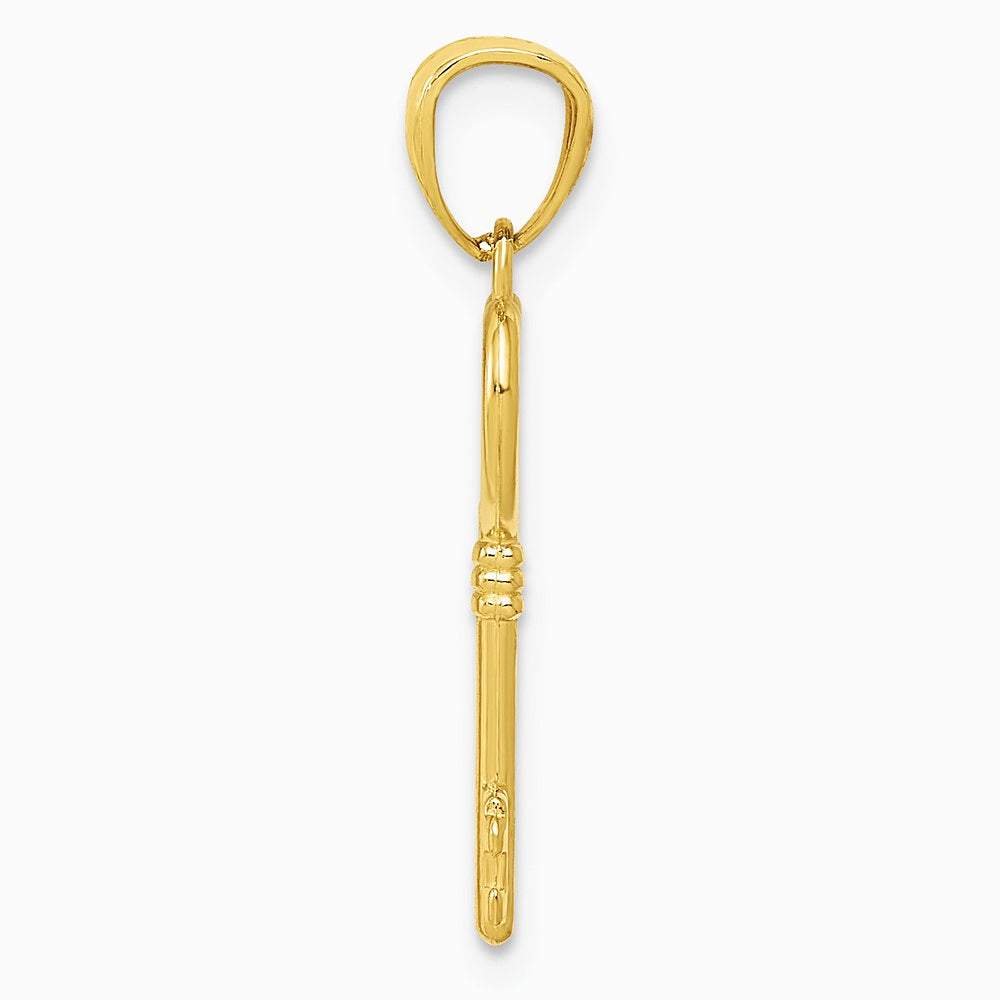 10K / 14K Yellow Gold Polished Heart Key Charm - Product Photo