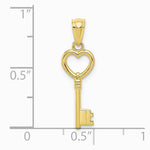 10K / 14K Yellow Gold Polished Heart Key Charm - Product Photo