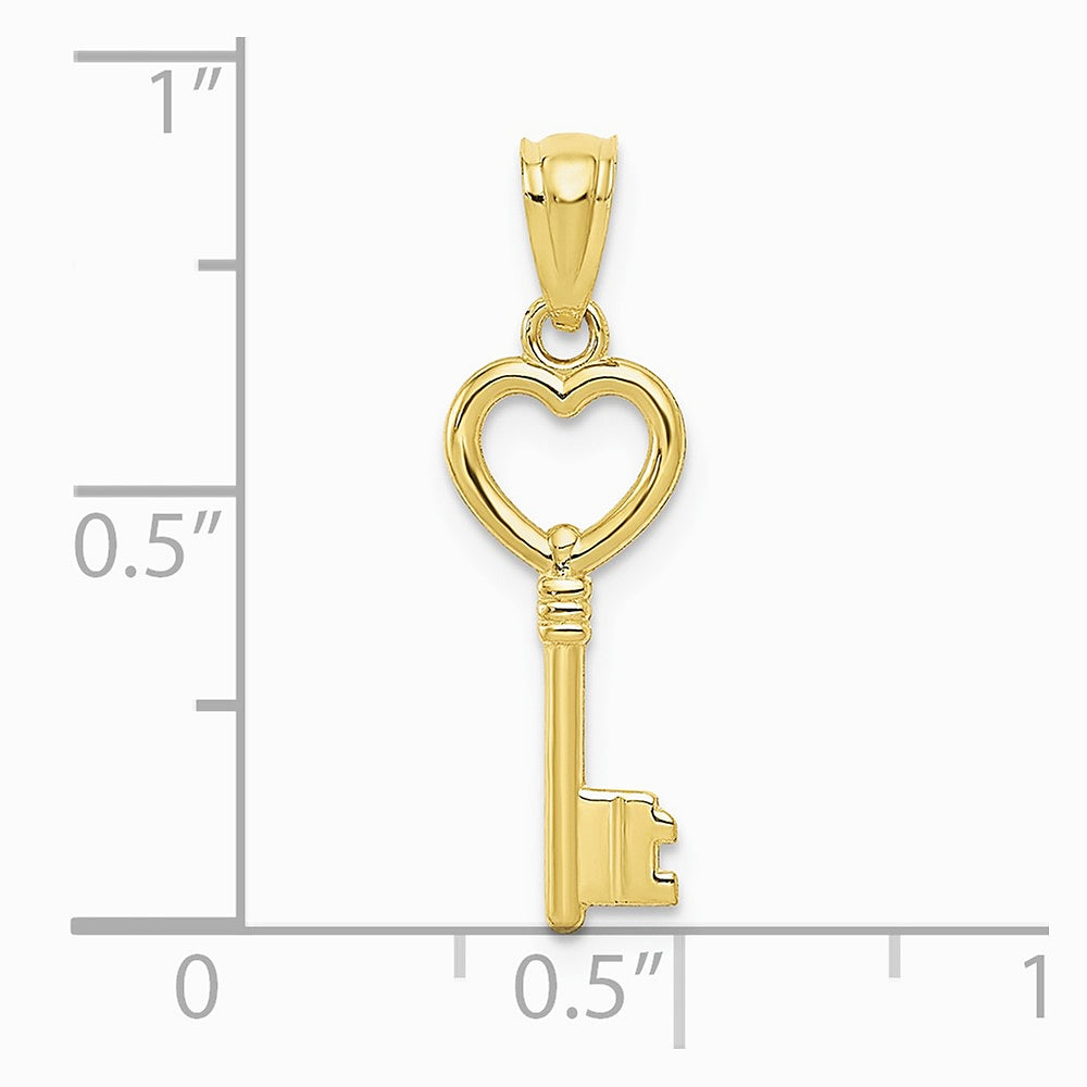 10K / 14K Yellow Gold Polished Heart Key Charm - Product Photo