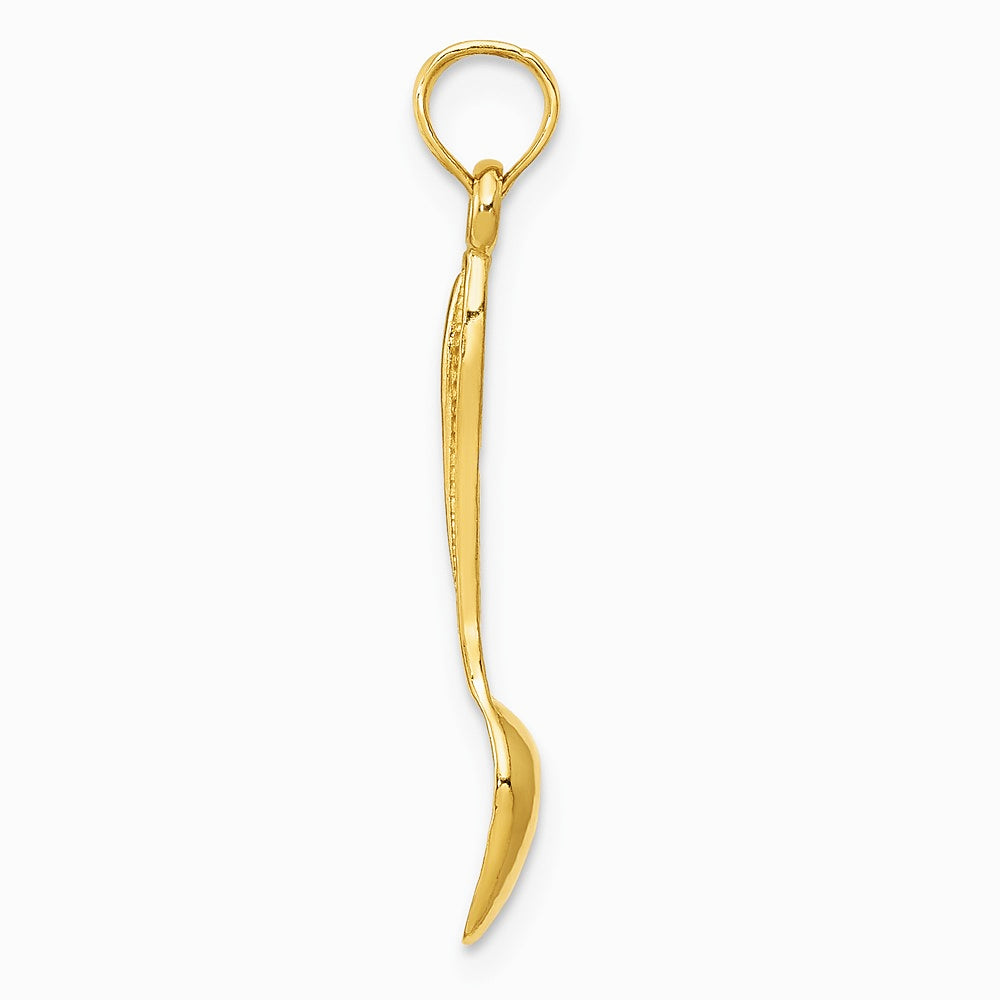 10K / 14K Yellow Gold 3-D Table Spoon Pendant - Product Photo
