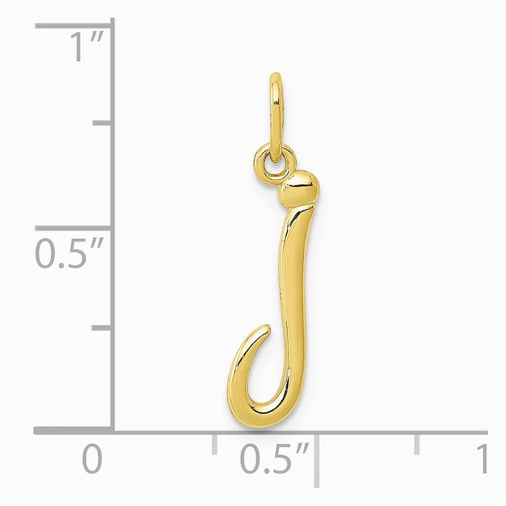 10K / 14K Yellow Gold Letter j Initial Charm - Product Photo