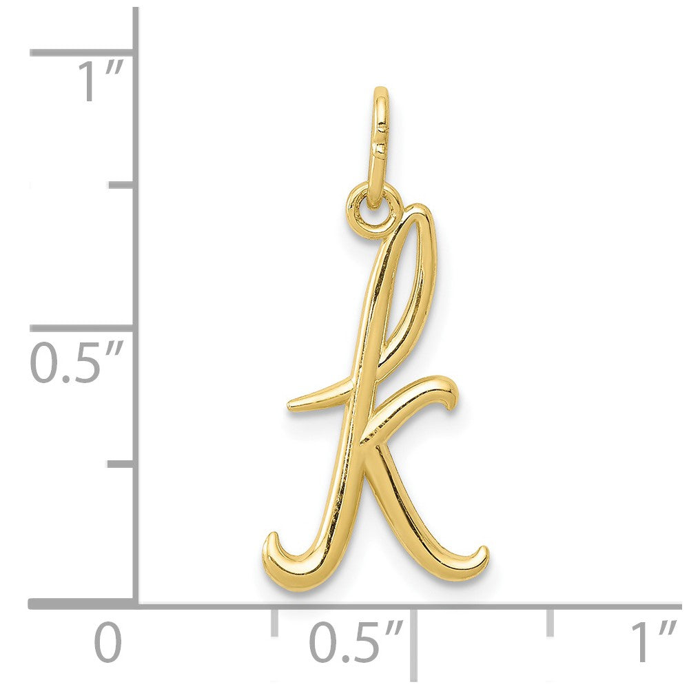 10K / 14K Yellow Gold Letter k Initial Charm - Product Photo
