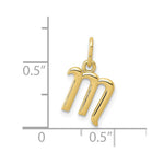 10K / 14K Yellow Gold Letter m Initial Charm - Product Photo