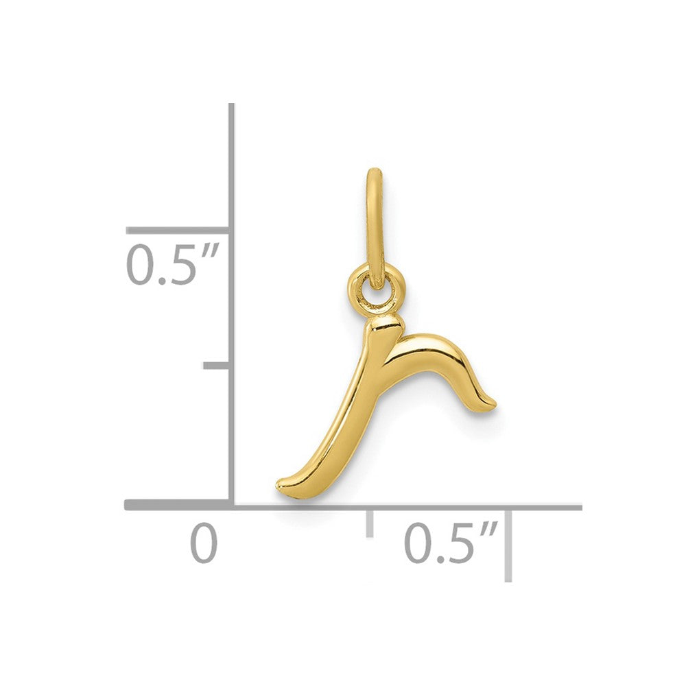 10K / 14K Yellow Gold Letter r Initial Charm - Product Photo