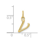 10K / 14K Yellow Gold Letter v Initial Charm - Product Photo