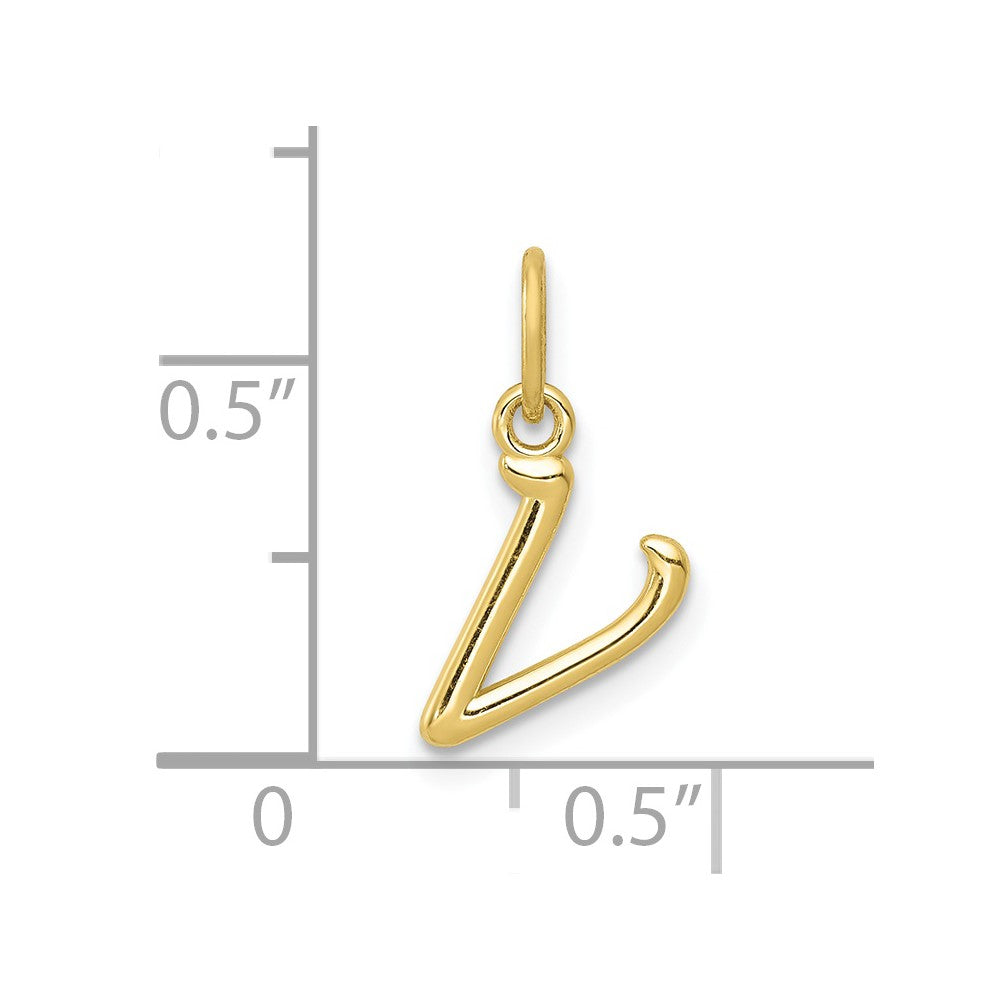 10K / 14K Yellow Gold Letter v Initial Charm - Product Photo