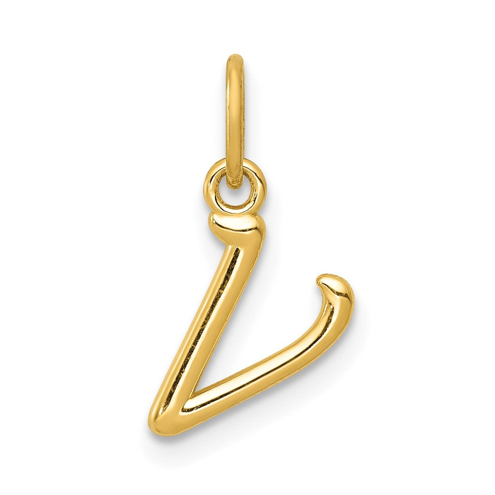 10K / 14K Yellow Gold Letter v Initial Charm - Product Photo