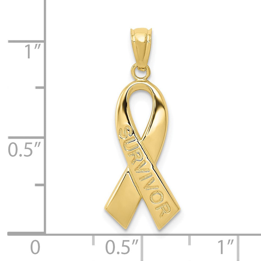 10K / 14K Yellow Gold Gold Polished Survivor Ribbon Pendant - Product Photo