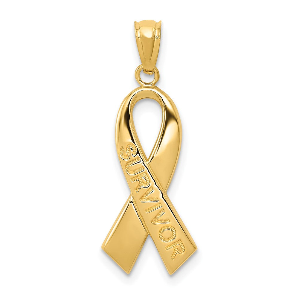 10K / 14K Yellow Gold Gold Polished Survivor Ribbon Pendant - Product Photo
