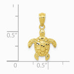 10K / 14K Yellow Gold Gold Polished & Textured Small DC Turtle Pendant - Product Photo