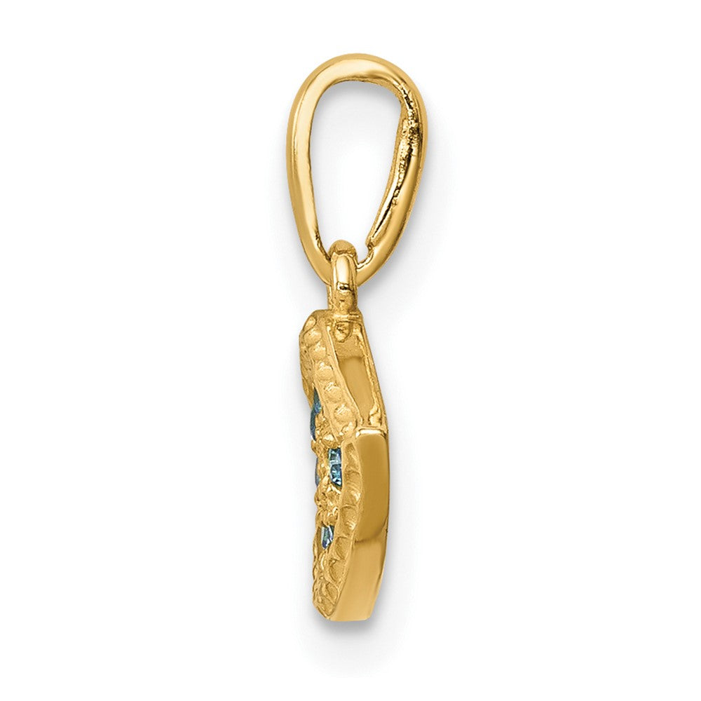 10K / 14K Yellow Gold Blue CZ Eye Pendant - Product Photo
