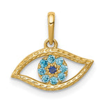 10K / 14K Yellow Gold Blue CZ Eye Pendant - Product Photo