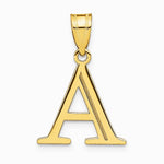 10K / 14K Yellow Gold Polished Etched Letter A Initial Pendant - Product Photo