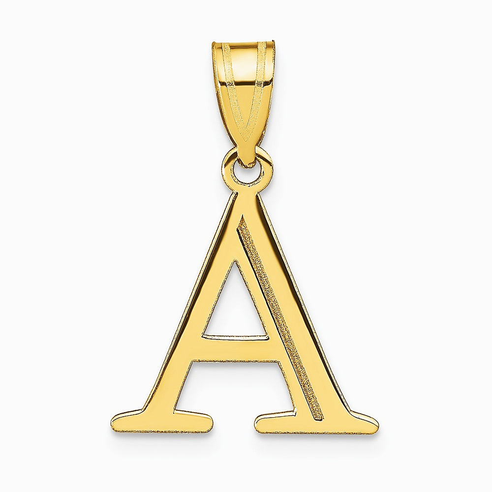 10K / 14K Yellow Gold Polished Etched Letter A Initial Pendant