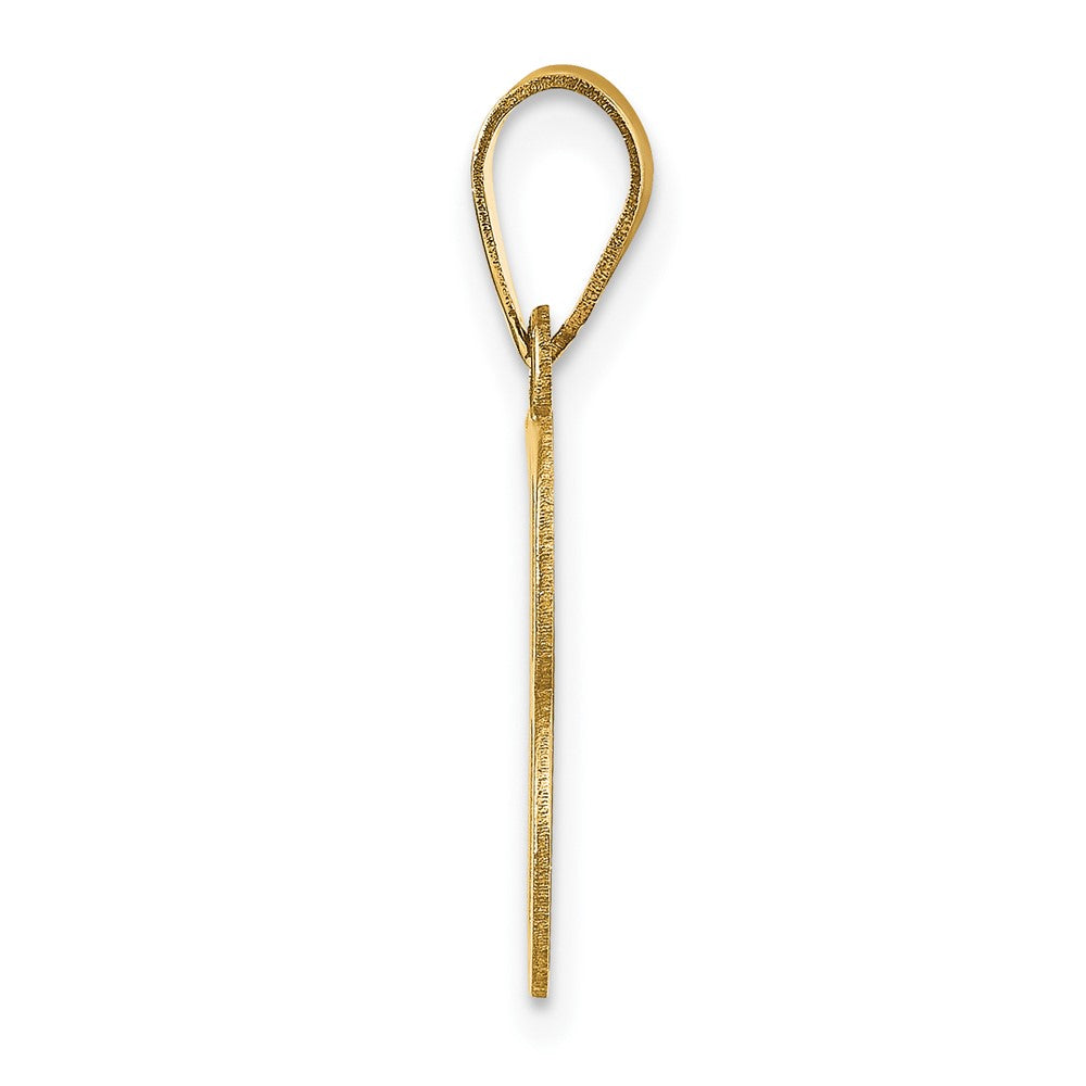 10K / 14K Yellow Gold Polished Etched Letter B Initial Pendant - Product Photo