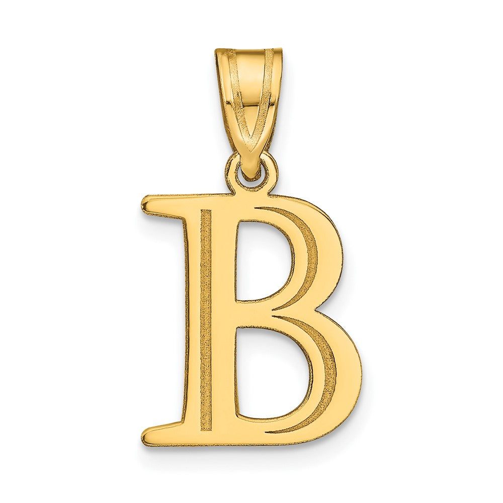 10K / 14K Yellow Gold Polished Etched Letter B Initial Pendant