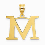 10K / 14K Yellow Gold Polished Etched Letter M Initial Pendant - Product Photo