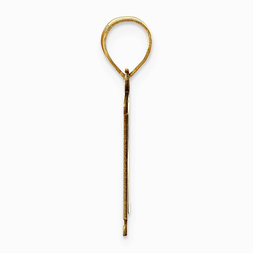 10K / 14K Yellow Gold Polished Etched Letter R Initial Pendant - Product Photo