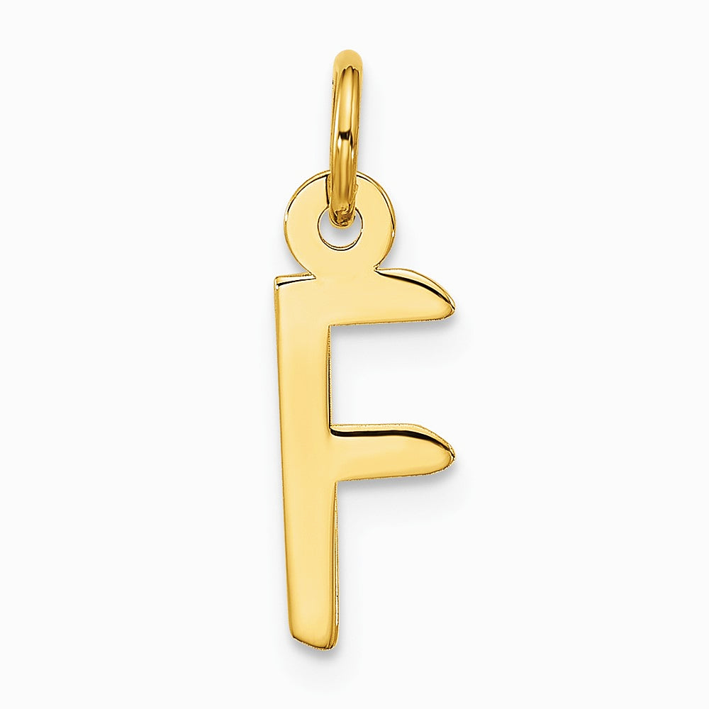 10K Yellow Gold Large Slanted Block Initial F Charm
