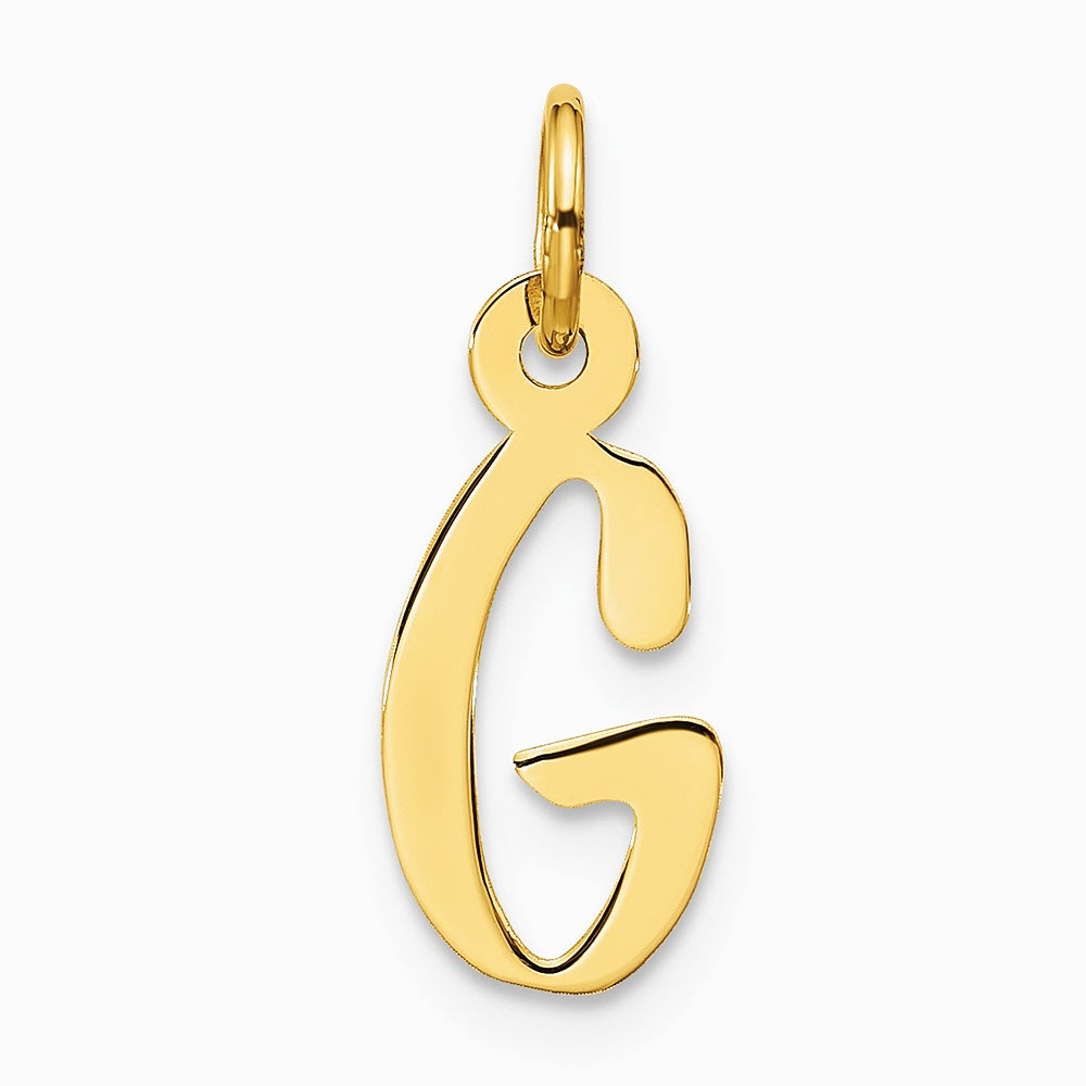 10K Yellow Gold Large Slanted Block Initial G Charm - Product Photo
