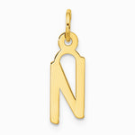10K Yellow Gold Large Slanted Block Initial N Charm - Product Photo