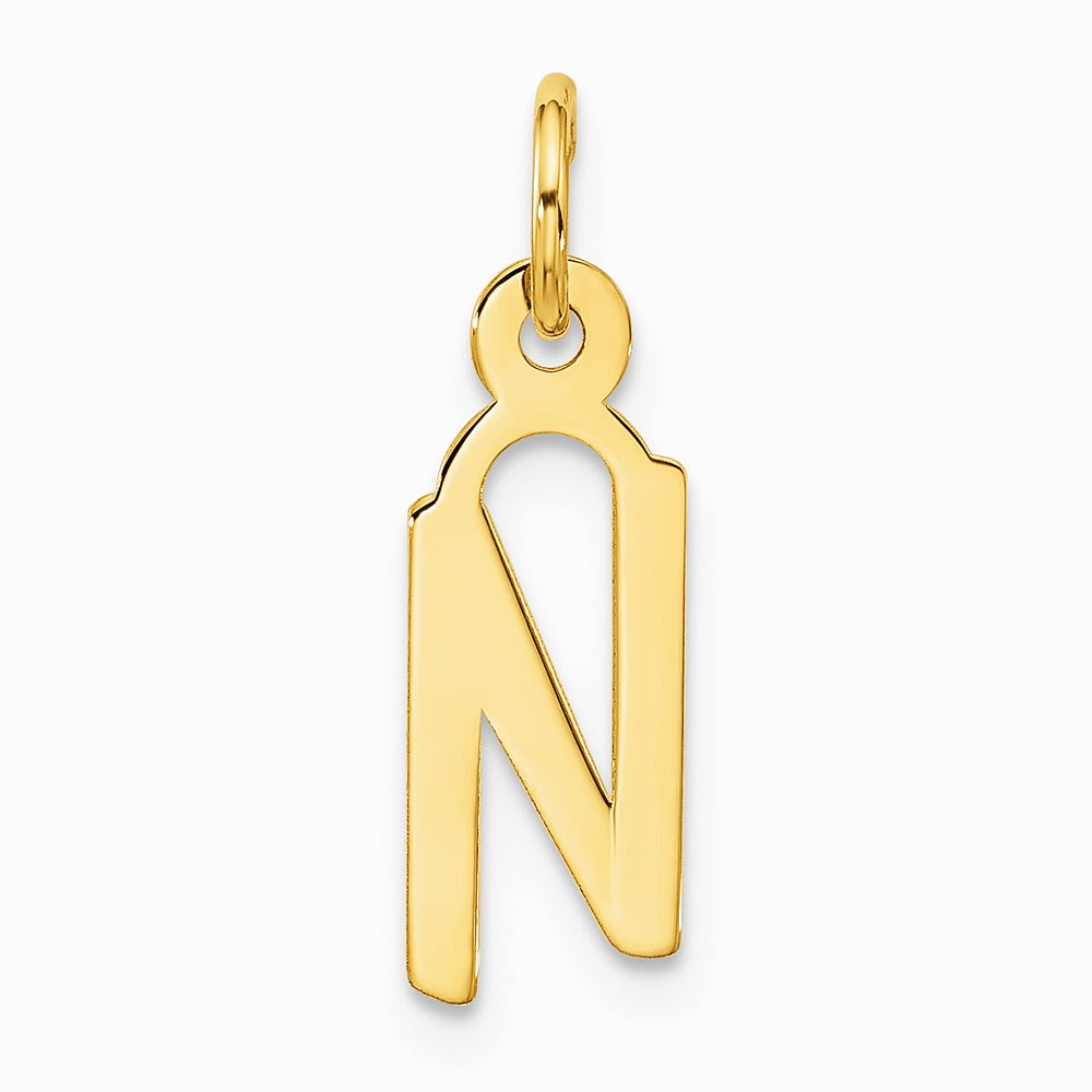 10K Yellow Gold Large Slanted Block Initial N Charm - Product Photo
