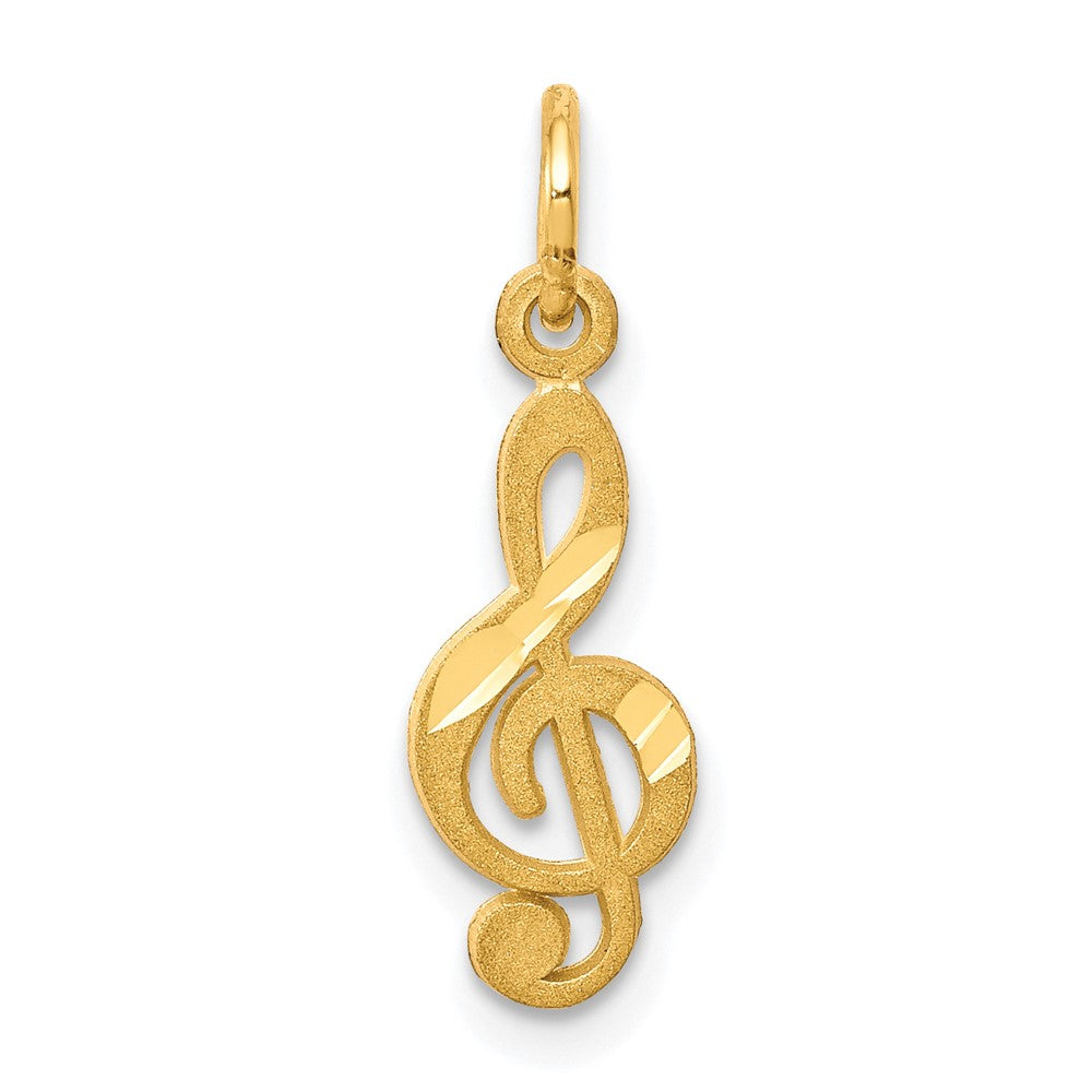 10K Yellow Gold Small Treble Clef Charm - Product Photo