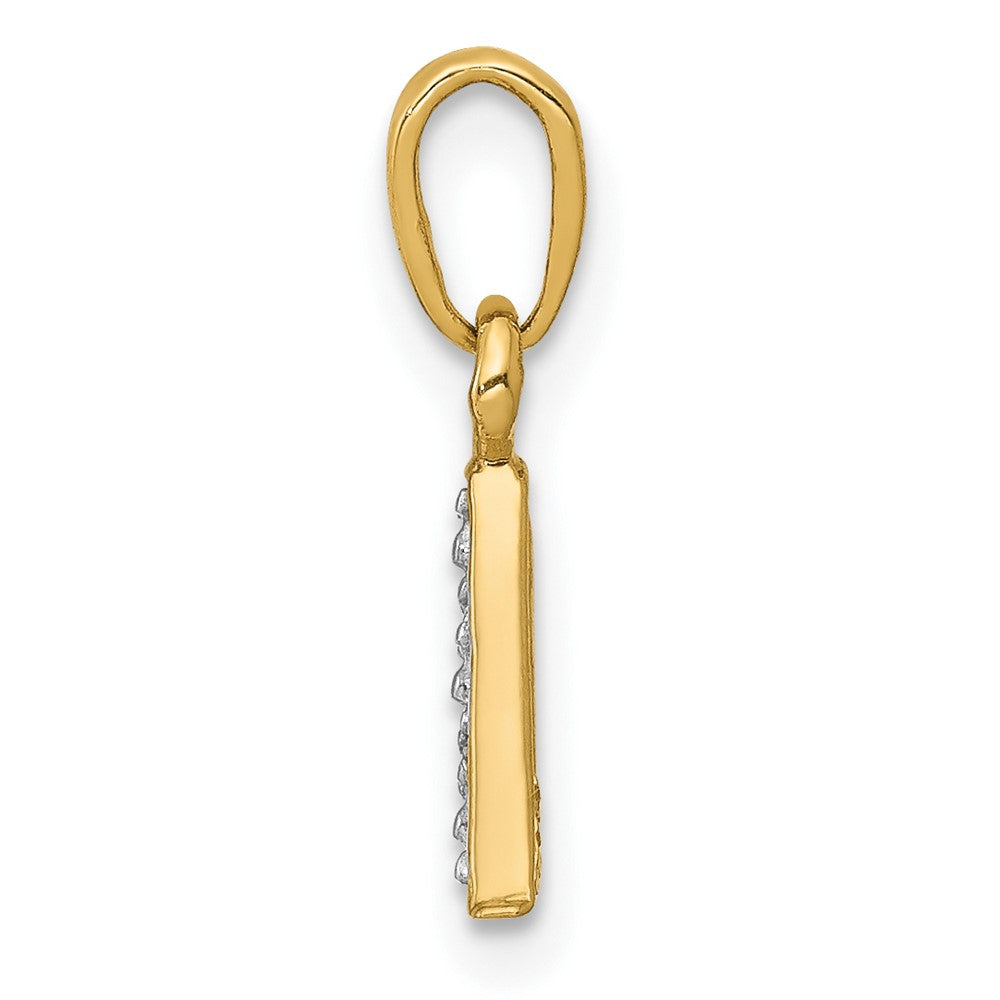 10K / 14K Yellow with Rhodium and Rhodium Diamond Initial A Pendant - Product Photo