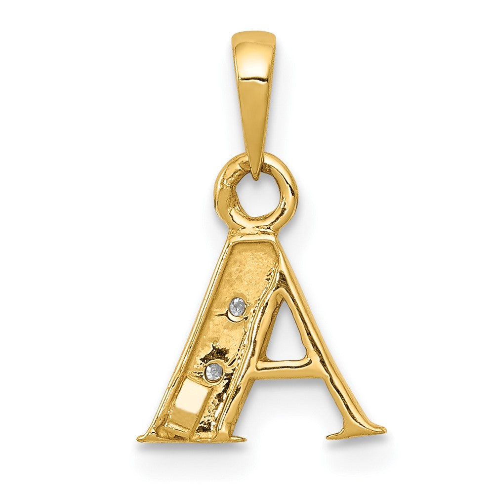 10K / 14K Yellow with Rhodium and Rhodium Diamond Initial A Pendant - Product Photo