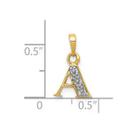 10K / 14K Yellow with Rhodium and Rhodium Diamond Initial A Pendant - Product Photo